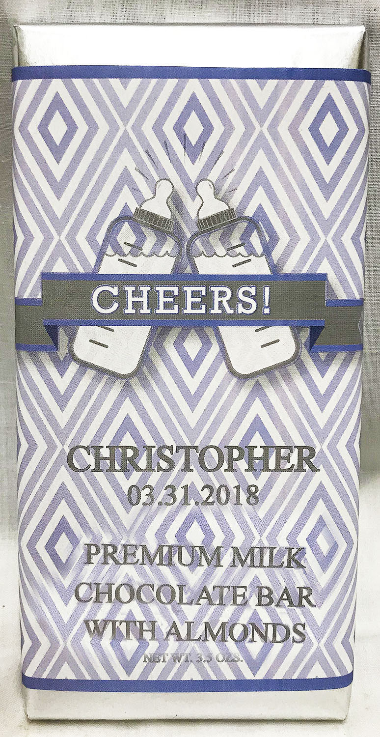 Blue Baby Bottle Large Premium Milk Chocolate Bar With Almonds