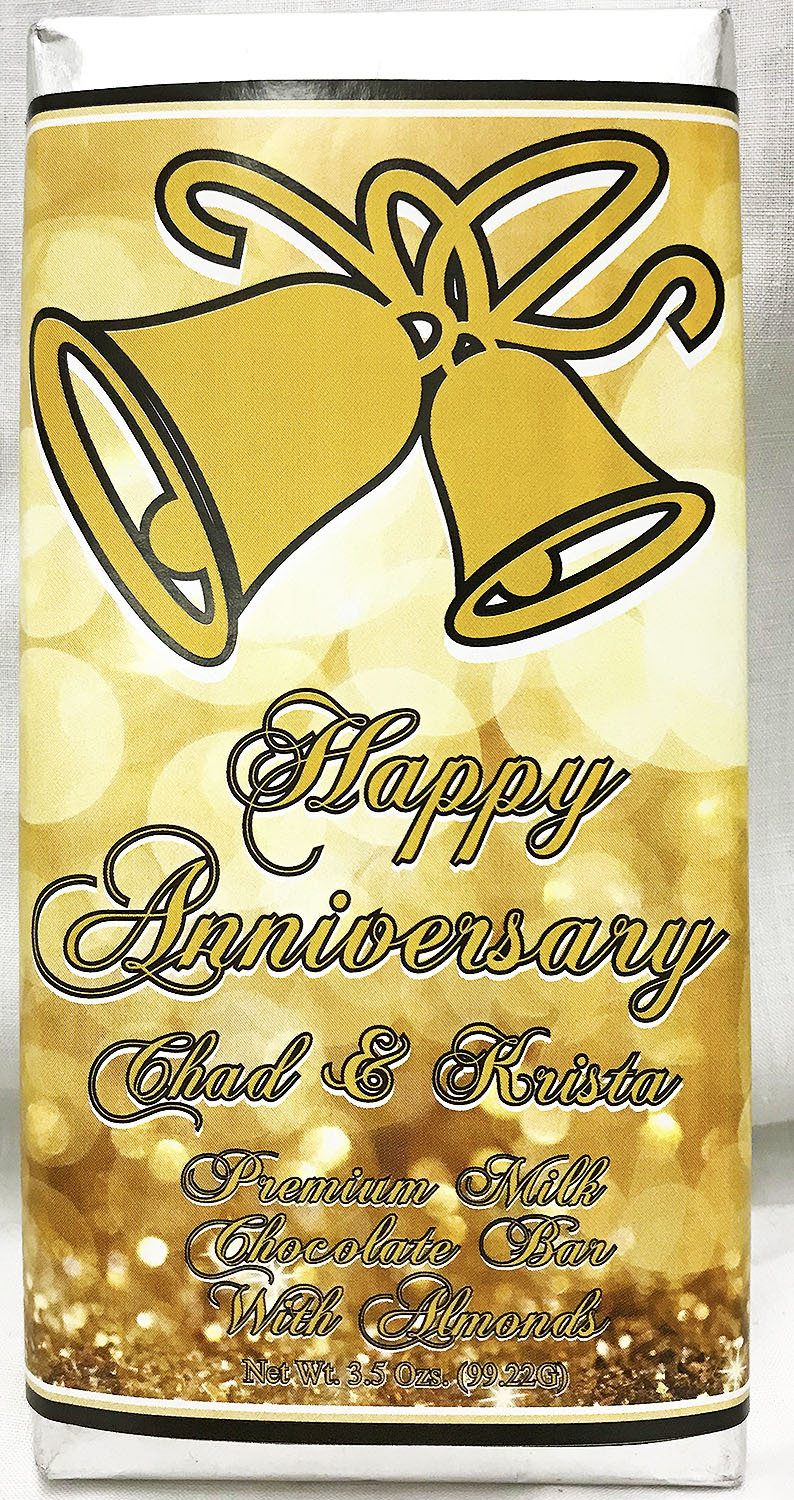 Gold Anniversary Large Premium Milk Chocolate Bar With Almonds