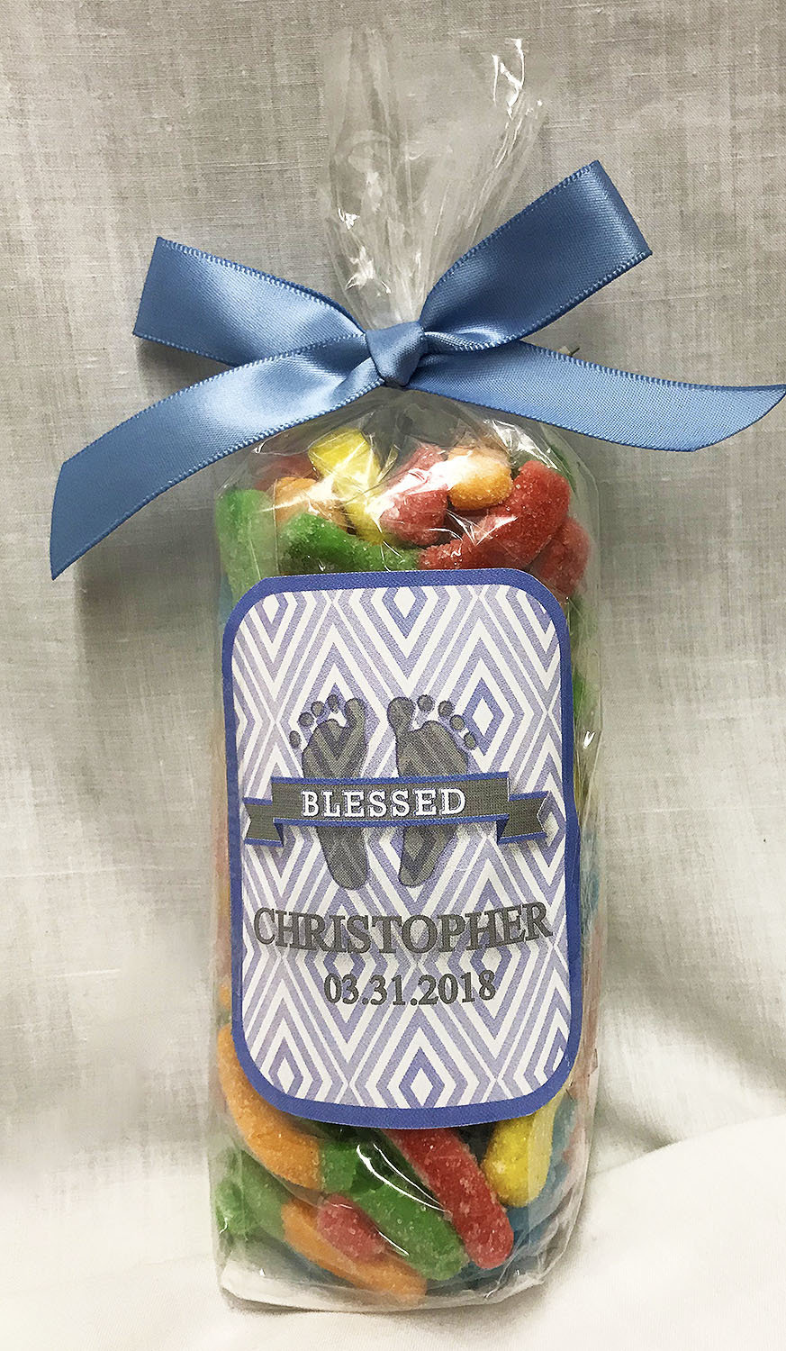 Blue Baby Feet Bag of Sour Worms