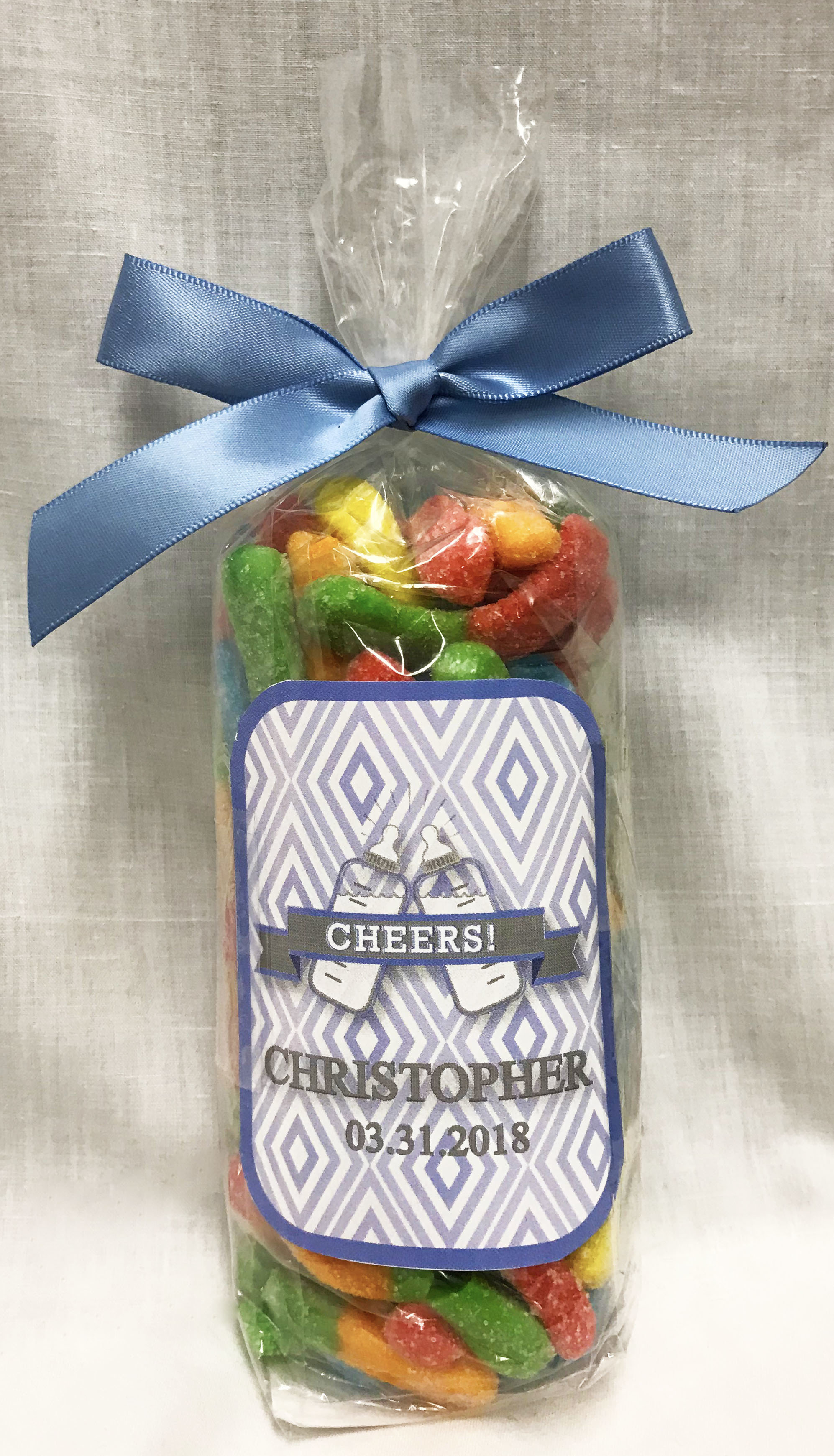 Blue Baby Bottle Bag of Sour Worms