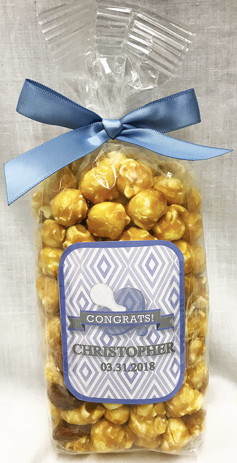 Blue Baby Pacifier Gourmet Almond Caramel Popcorn