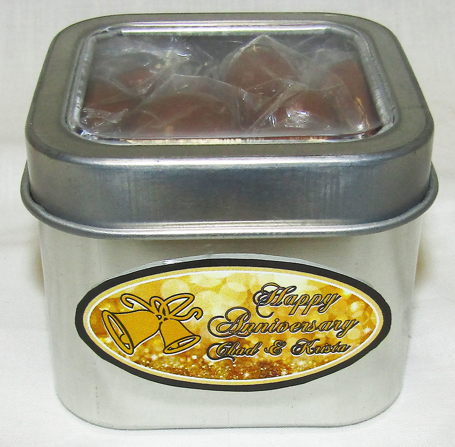 Gold Anniversary Short Silver Tin Filled with Any Candy