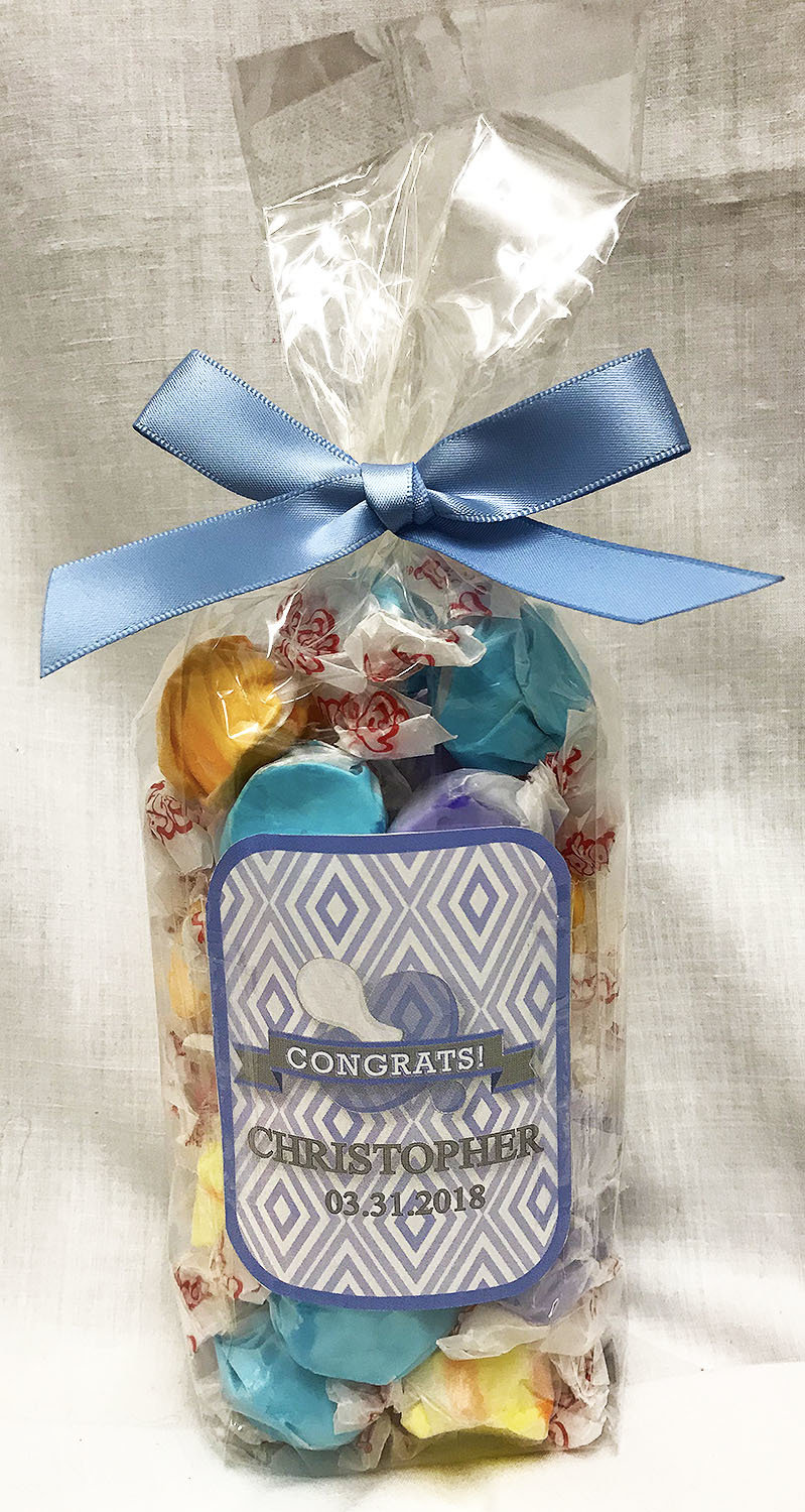 Blue Baby Pacifier Gourmet Fruit Flavored Taffy in a Bag