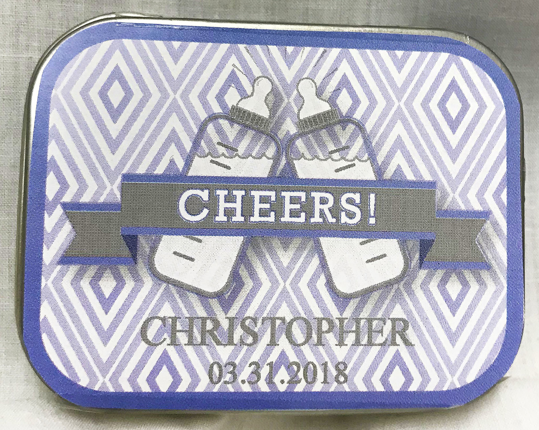 Blue Baby Bottle Tin with Mints