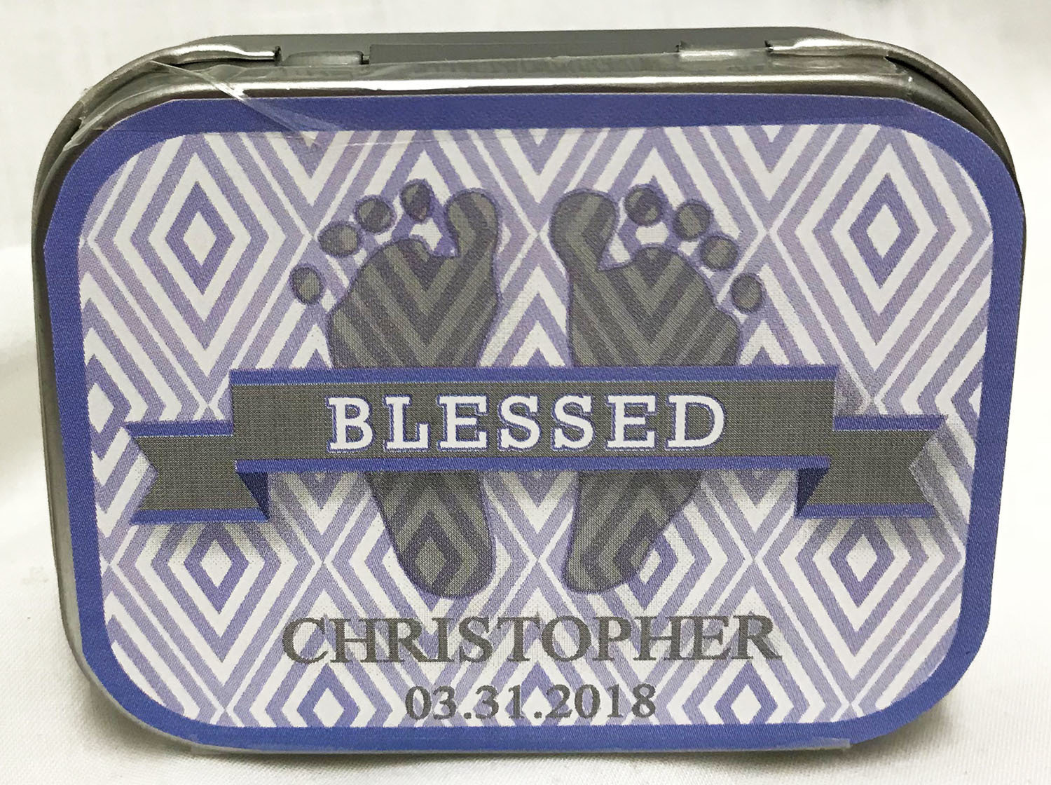 Blue Baby Feet Tin with Mints