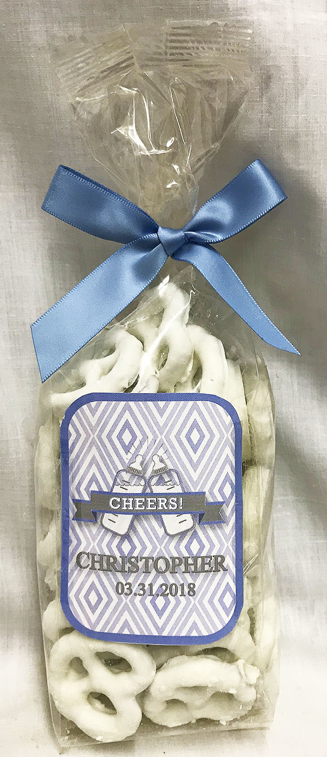 Blue Baby Bottle Yogurt Covered Pretzels