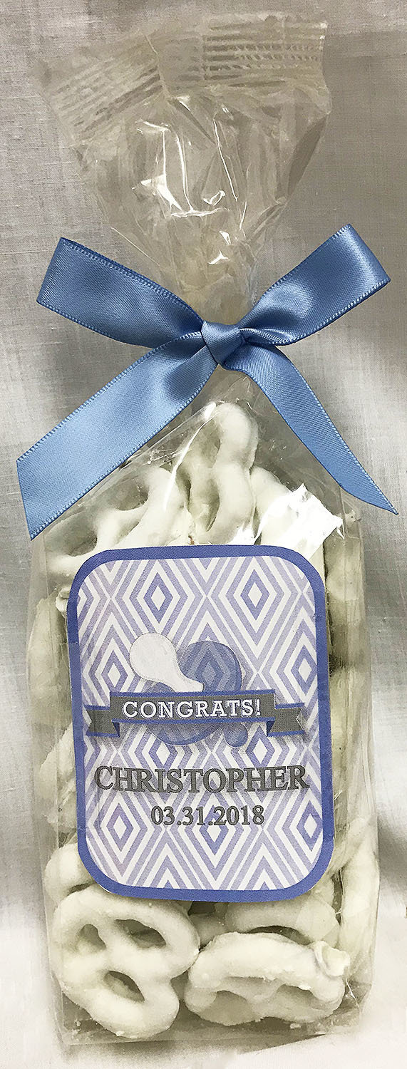 Blue Baby Pacifier Yogurt Covered Pretzels