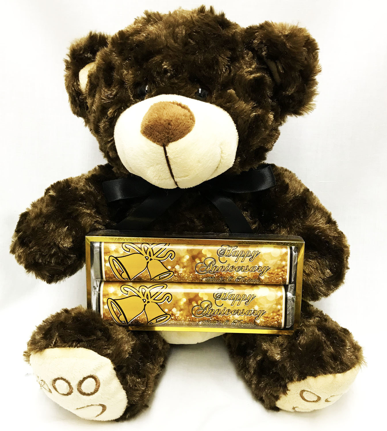 Gold Anniversary Plush Bear with 2 Pack Candy Bars