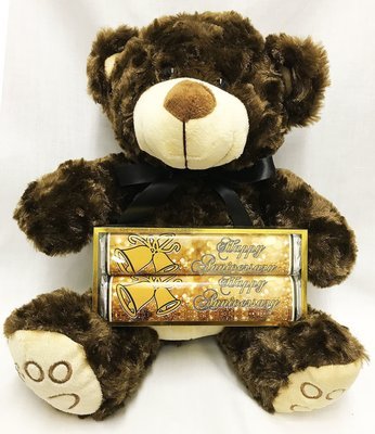 Gold Anniversary Plush Bear with 2 Pack Candy Bars
