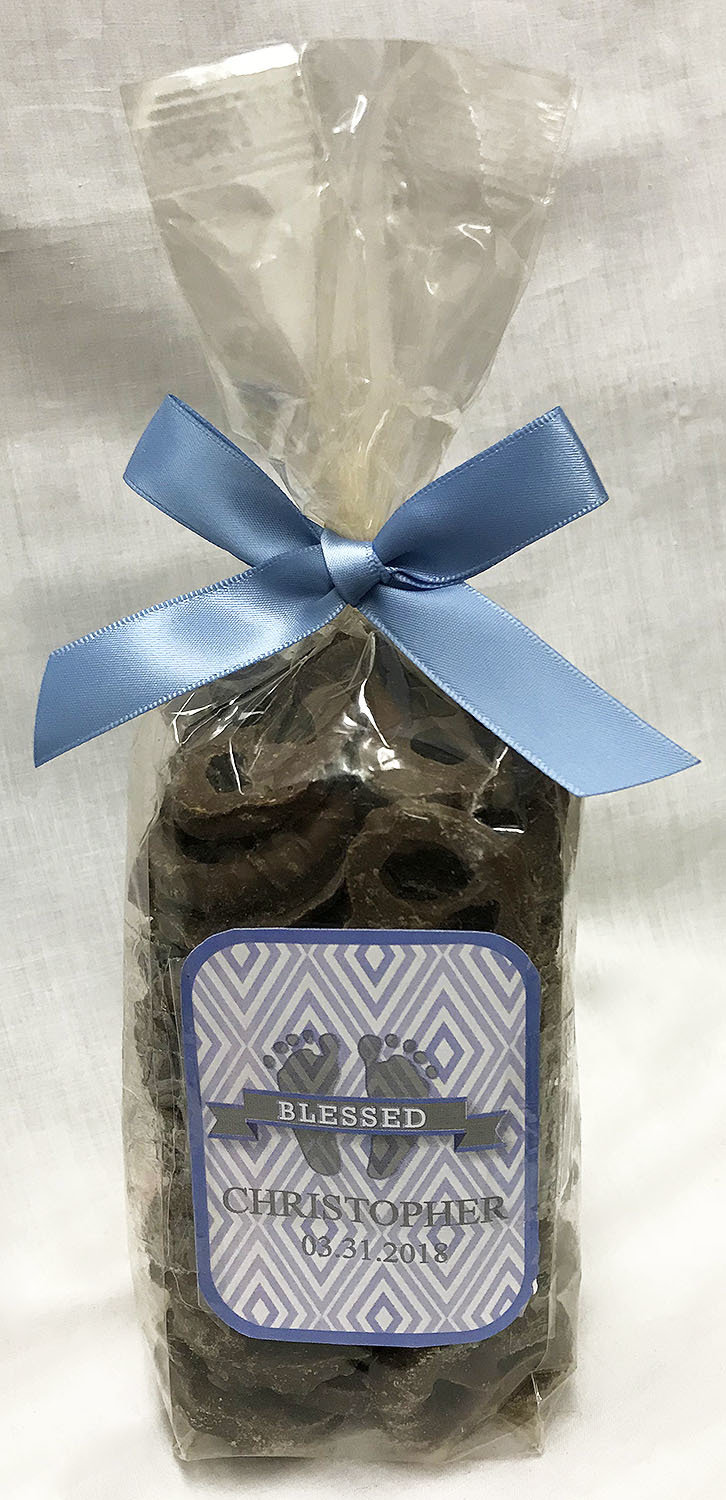 Blue Baby Feet Milk Chocolate Covered Pretzels