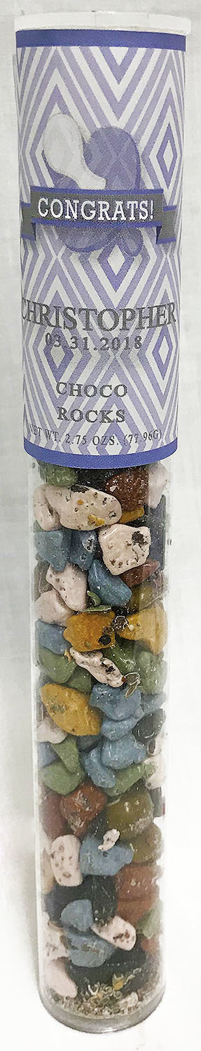 Blue Baby Pacifier Tube of Choco Rocks