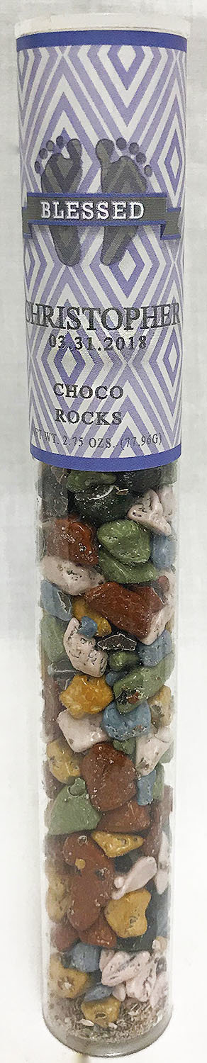 Blue Baby Feet Tube of Choco Rocks