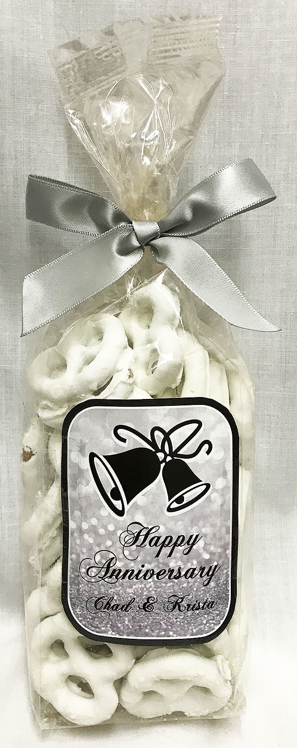Silver Anniversary Yogurt Covered Pretzels in a Bag