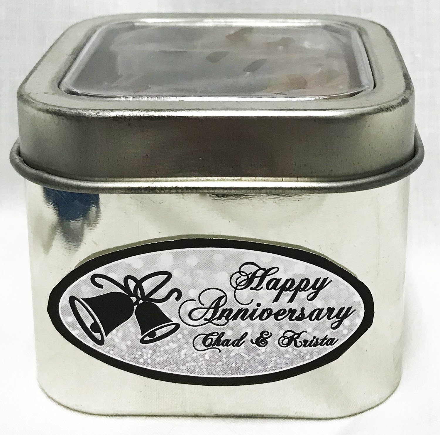 Silver Anniversary Short Silver Tin Filled with Any Candy