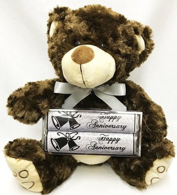Silver Anniversary Plush Bear with 2 Pack Candy Bars