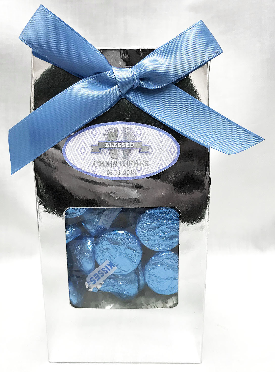 Blue Baby Feet Gable Box of Kisses Chocolate