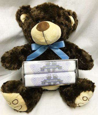 Blue Baby Feet Large Bear with 2 Pack Candy Bars