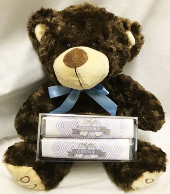 Blue Baby Bottle Large Bear with 2 Pack Candy Bars