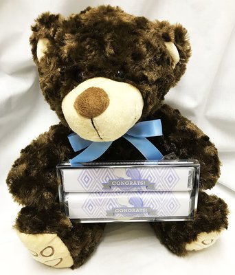 Blue Baby Pacifier Large Bear with 2 Pack Candy Bars