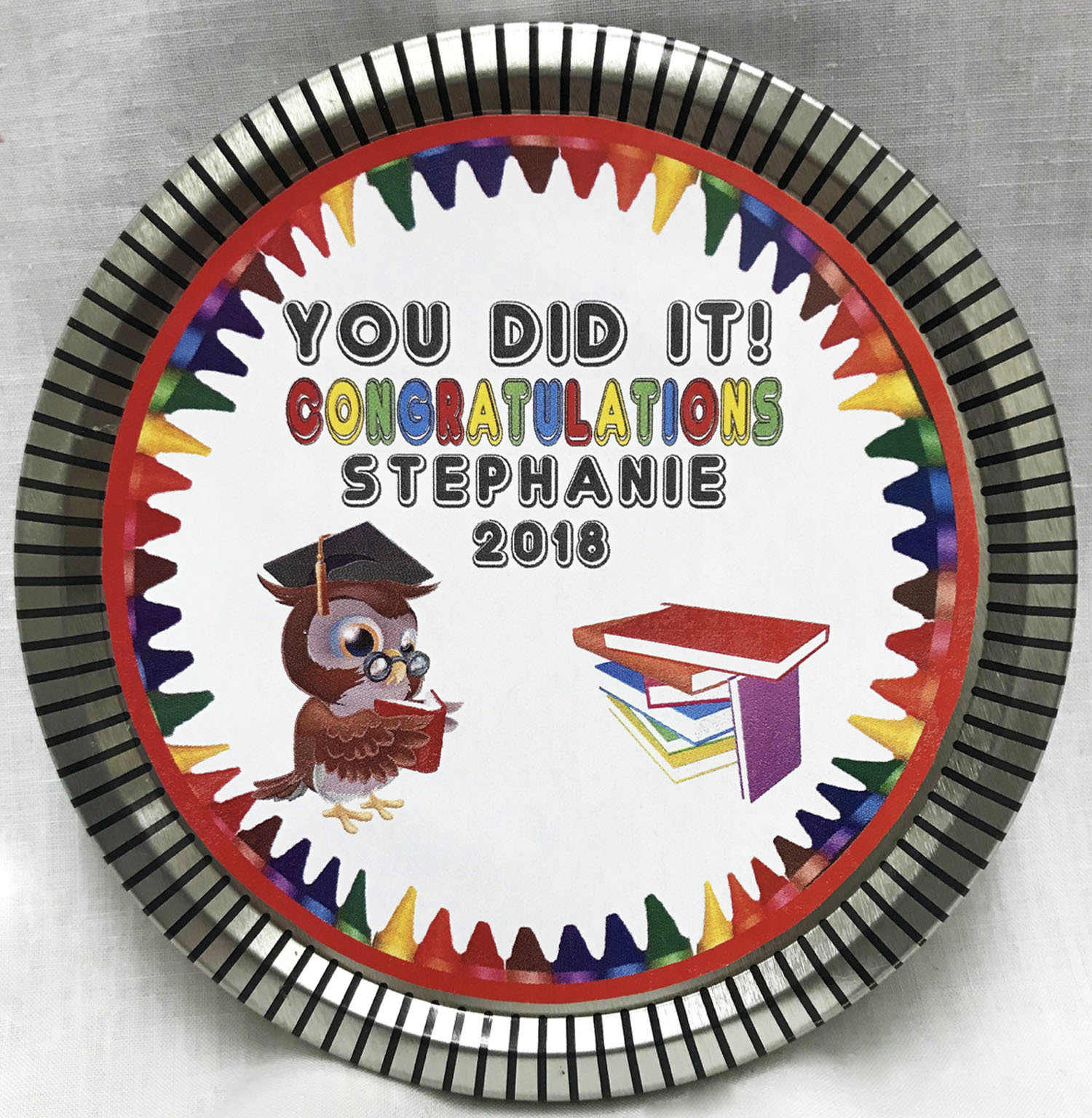 Kid Graduation Medallion Tin with Gourmet Milk Chocolate Wedges