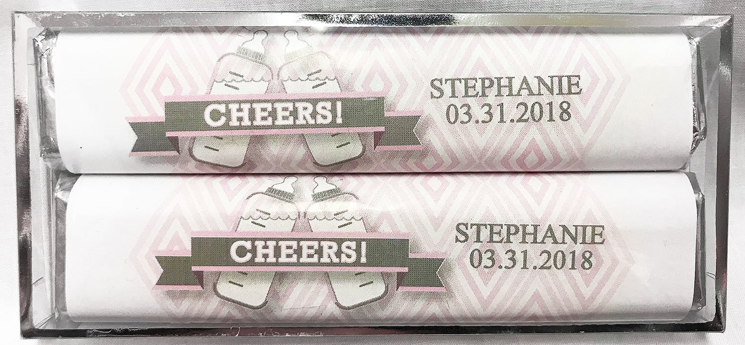 Pink Baby Bottle 2 Pack Candy Bars (Caramel & Crisp)