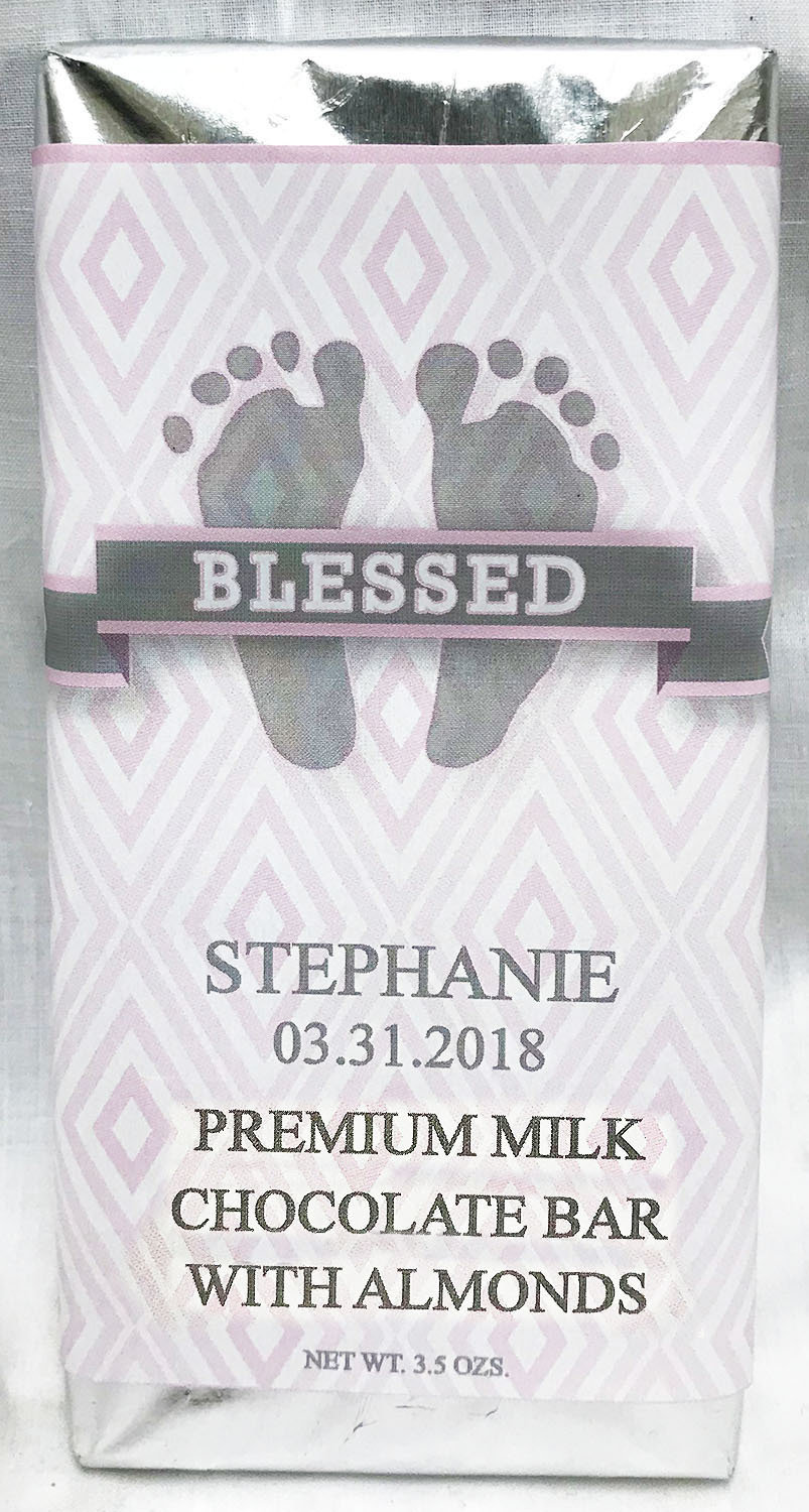 Pink Baby Feet Premium Milk Chocolate Tablet with Almonds