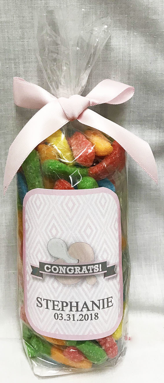 Pink Baby Pacifier Bag of Sour Worms