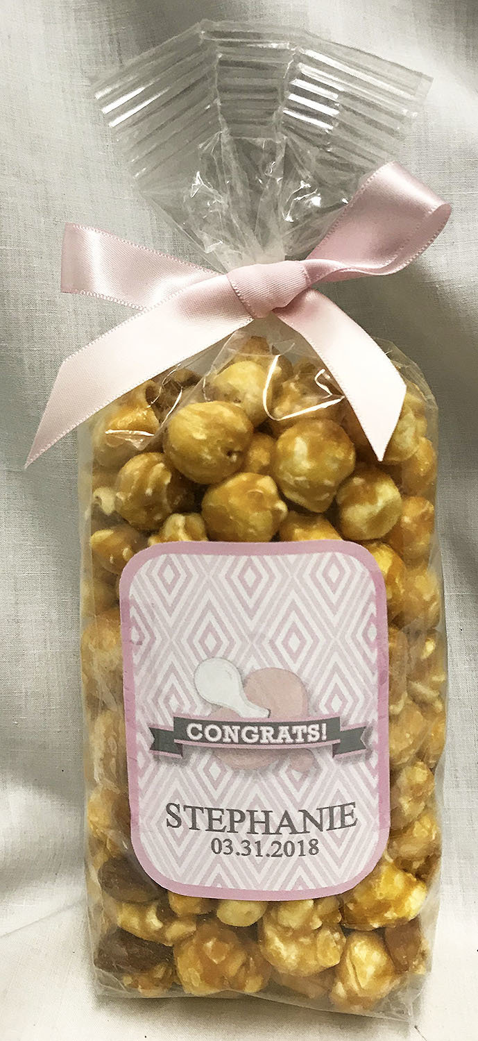Pink Baby Pacifier Gourmet Almond Caramel Popcorn