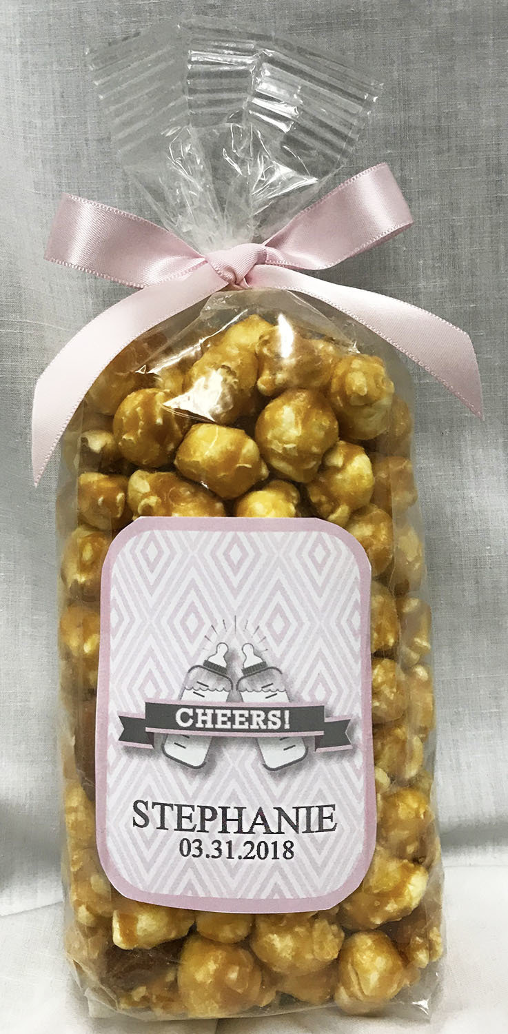 Pink Baby Bottle Gourmet Almond Caramel Popcorn