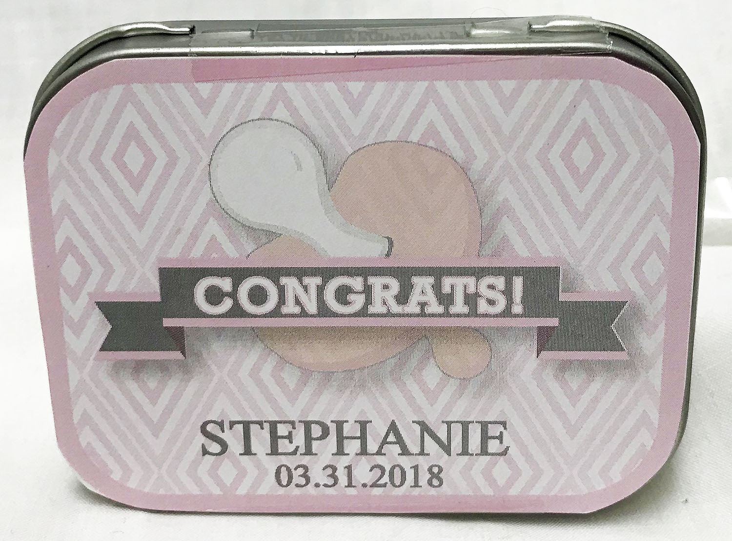 Pink Baby Pacifier Tin with Mints