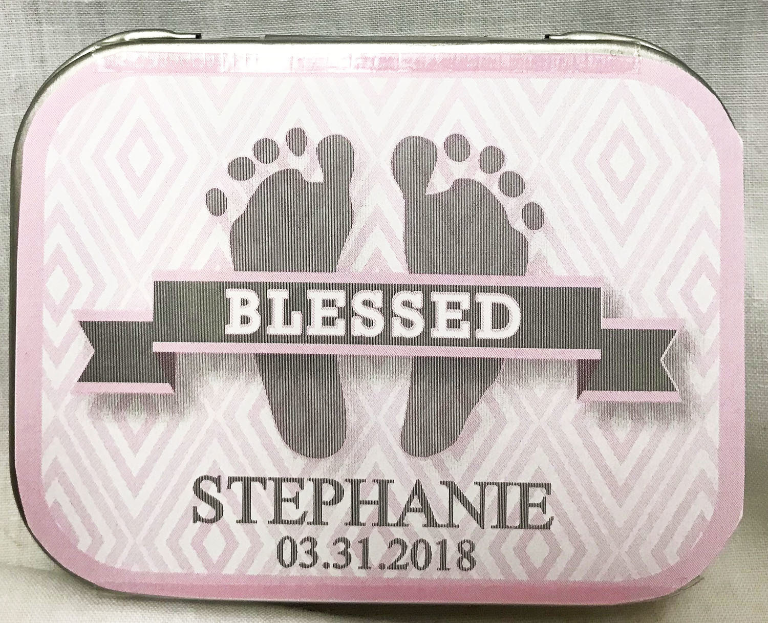 Pink Baby Feet Tin with Mints