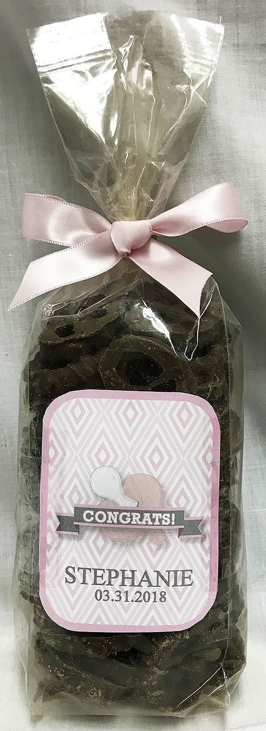 Pink Baby Pacifier Milk Chocolate Covered Pretzels