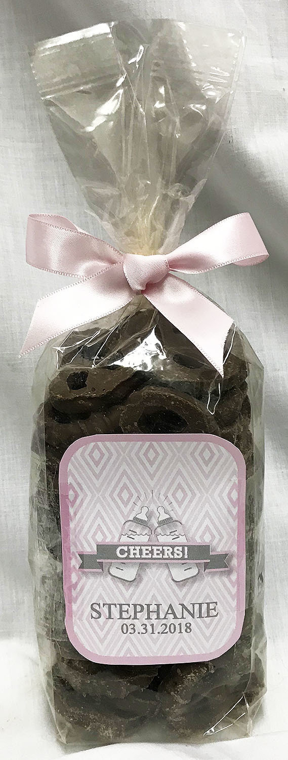 Pink Baby Bottle Milk Chocolate Covered Pretzels