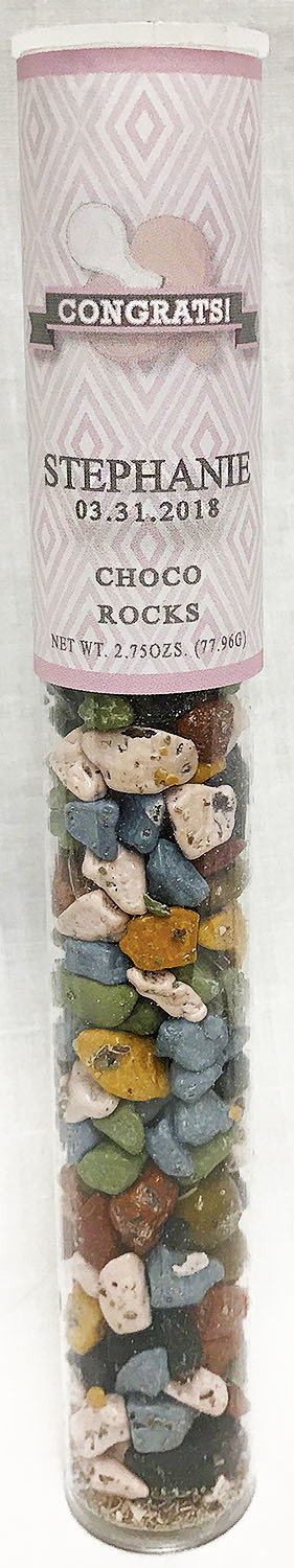 Pink Baby Pacifier Tube of Choco Rocks