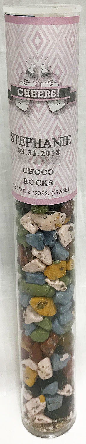 Pink Baby Bottle Tube of Choco Rocks