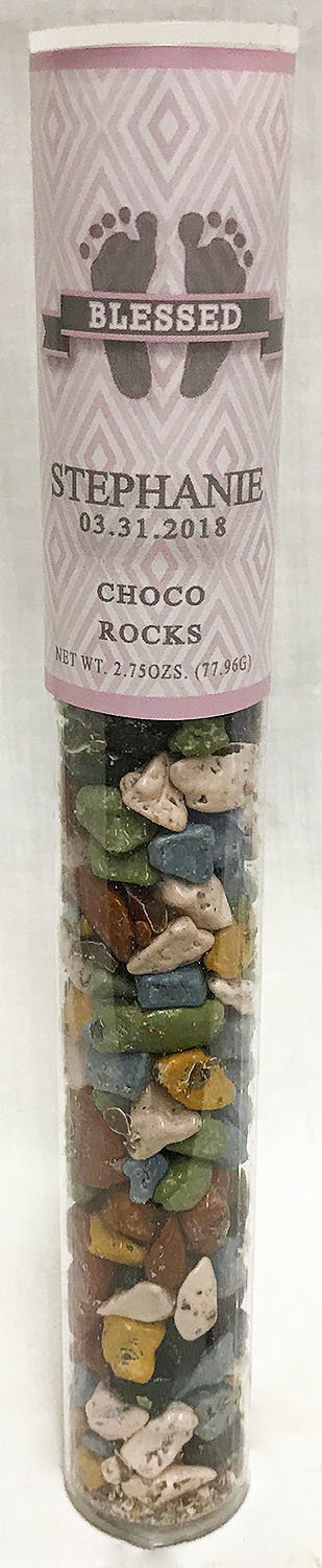 Pink Baby Feet Tube of Choco Rocks