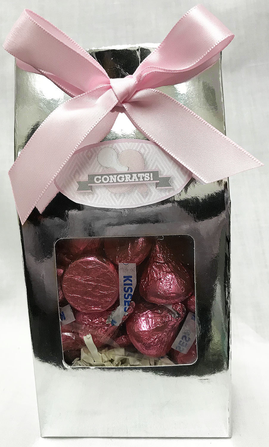 Pink Baby Pacifier Gable Box of Pink Kisses Chocolates
