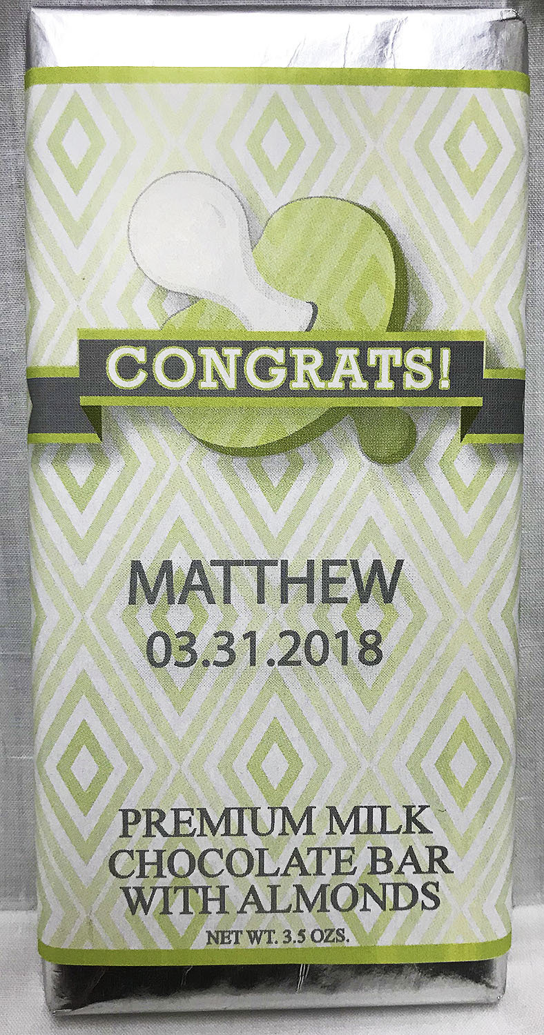 Green Baby Pacifier Premium Milk Chocolate Tablet with Almonds