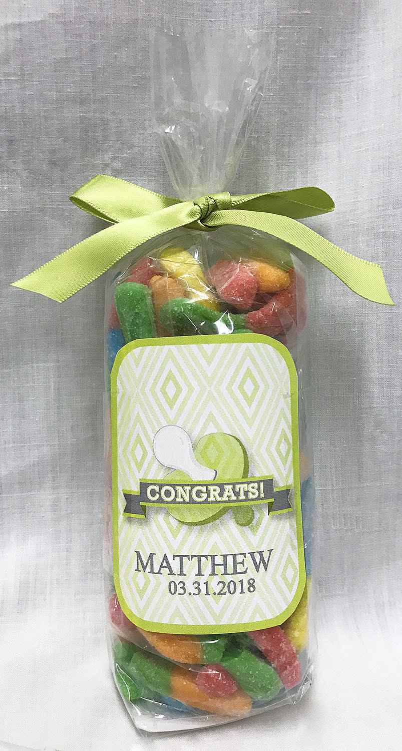 Green Baby Pacifier Bag of Sour Worms