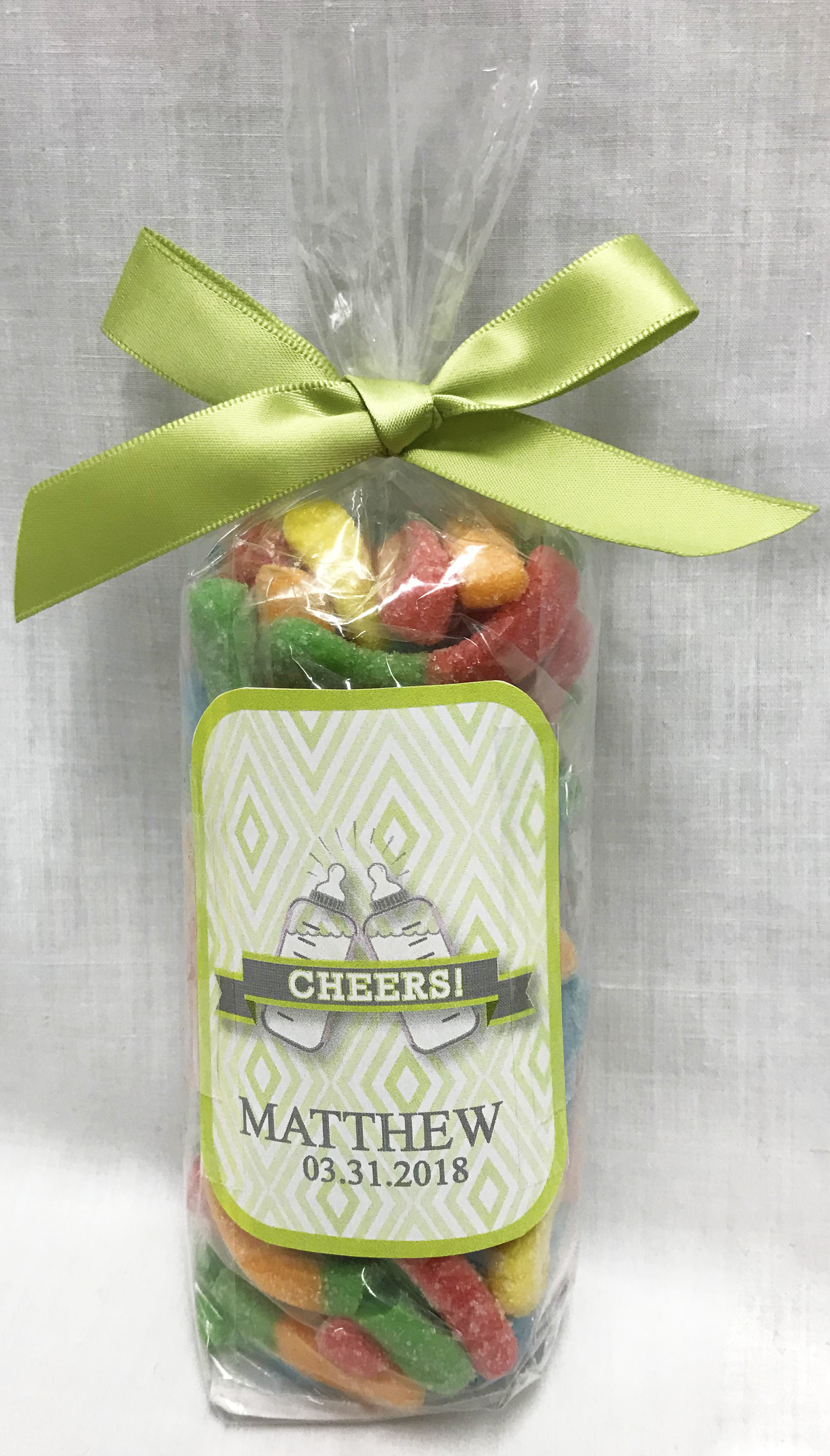 Green Baby Bottle Bag of Sour Worms