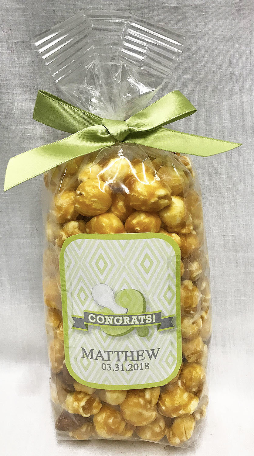 Green Baby Pacifier Gourmet Almond Caramel Popcorn