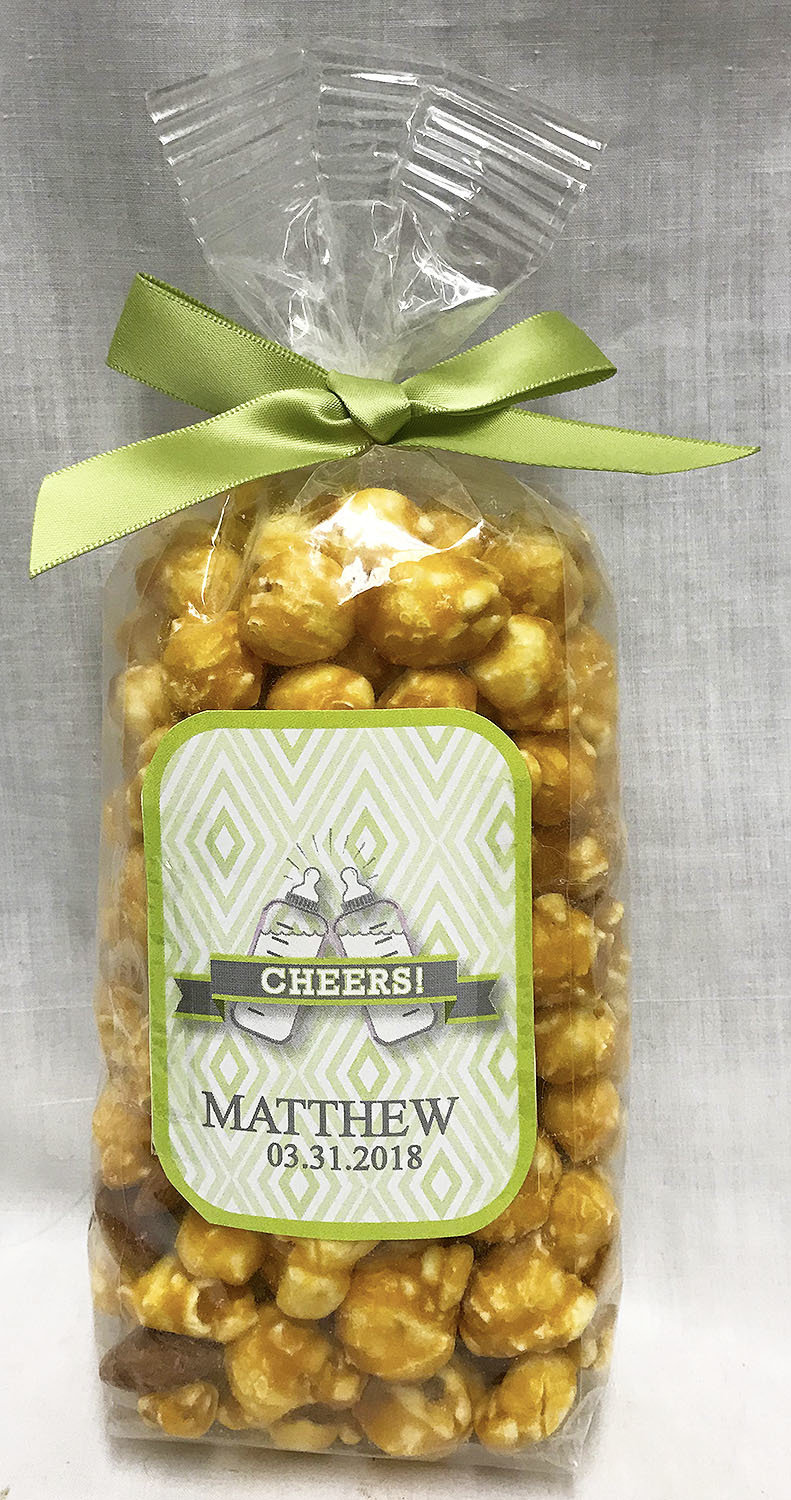 Green Baby Bottle Gourmet Almond Caramel Popcorn