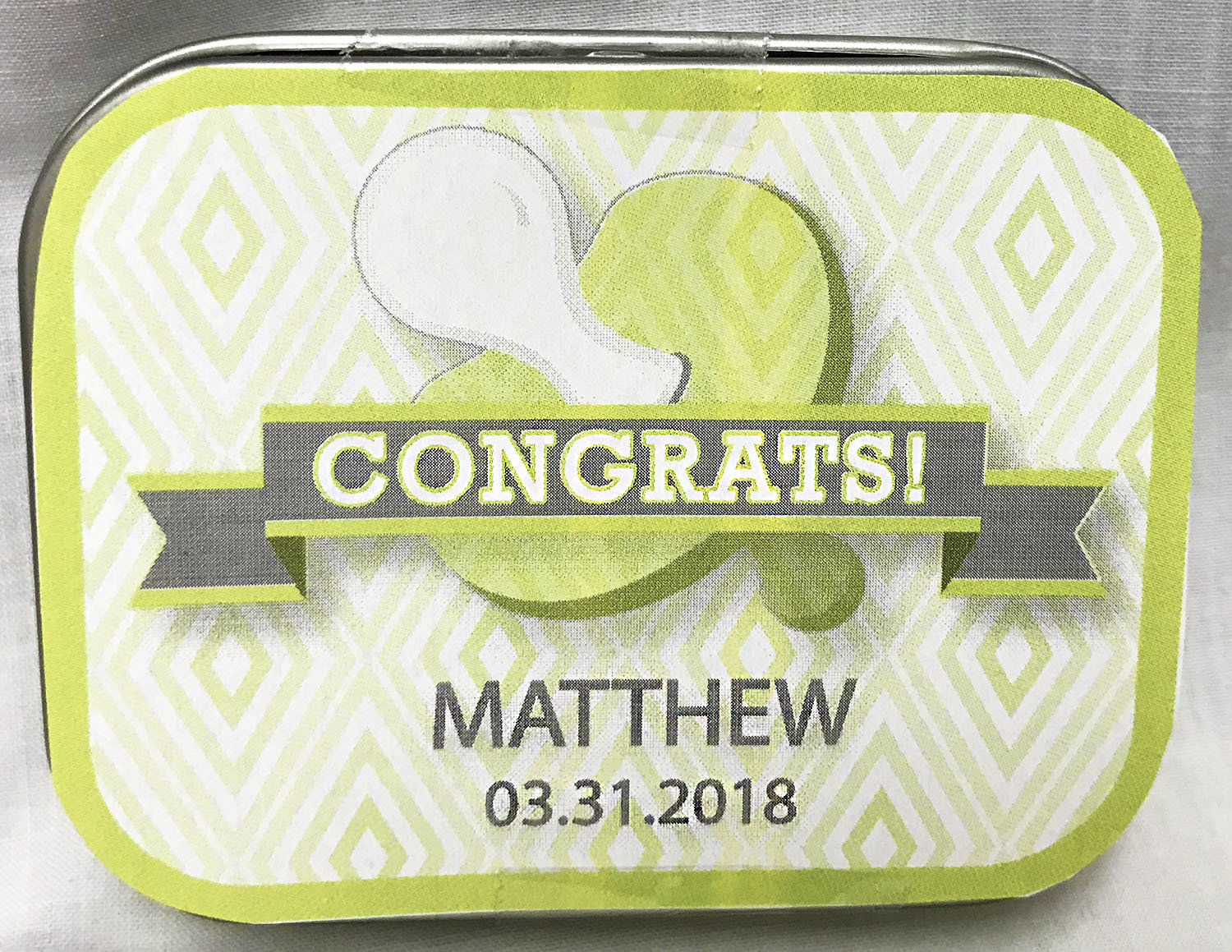 Green Baby Pacifier Tin with Mints