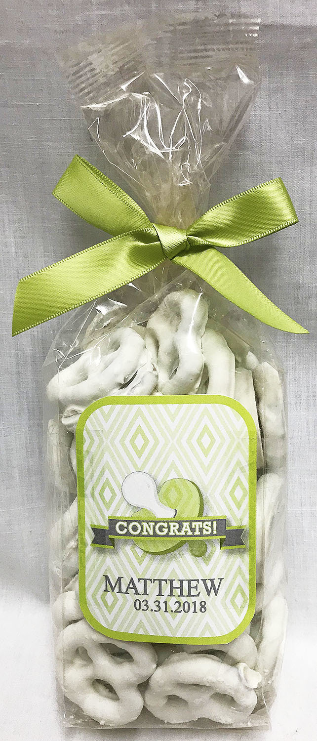 Green Baby Pacifier Yogurt Covered Pretzels