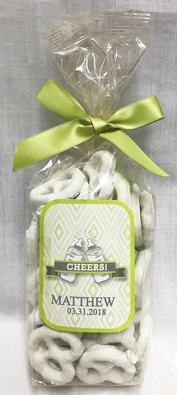 Green Baby Bottle Yogurt Covered Pretzels
