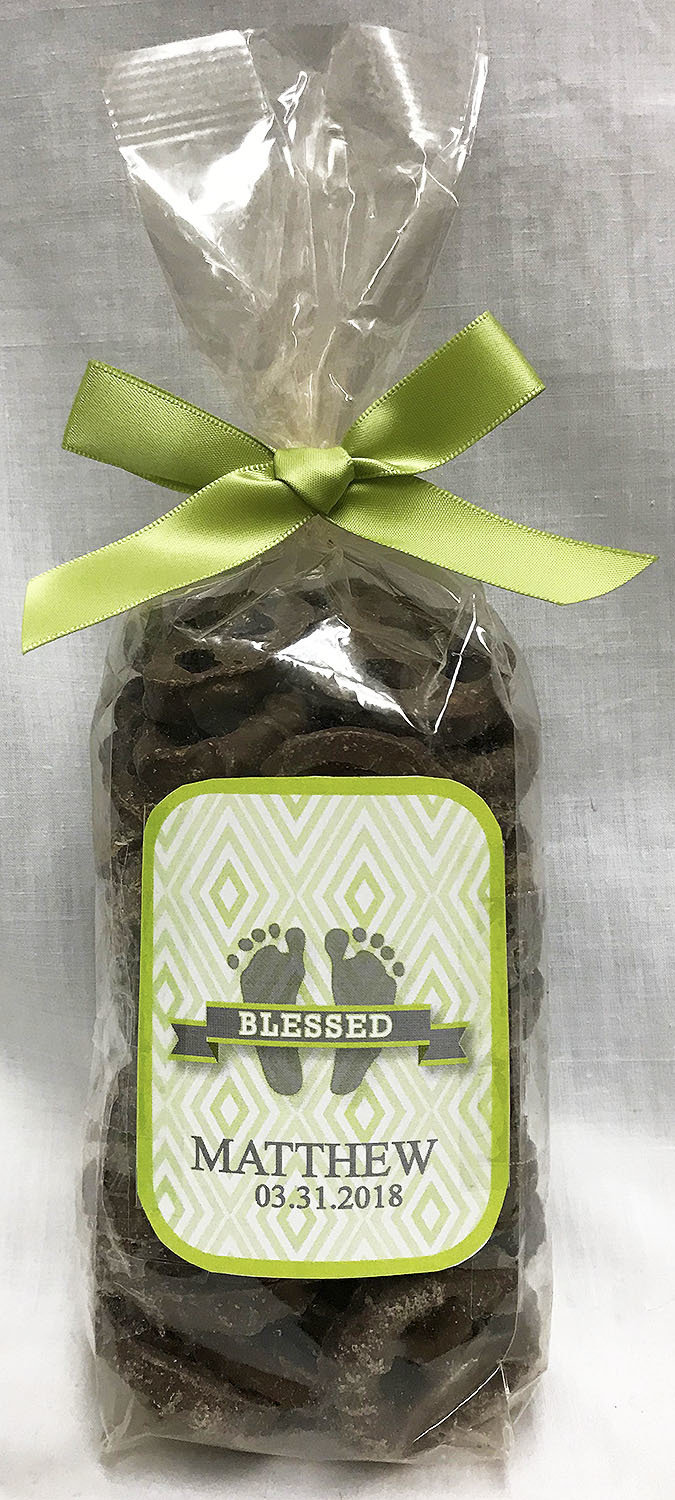 Green Baby Feet Milk Chocolate Covered Pretzels