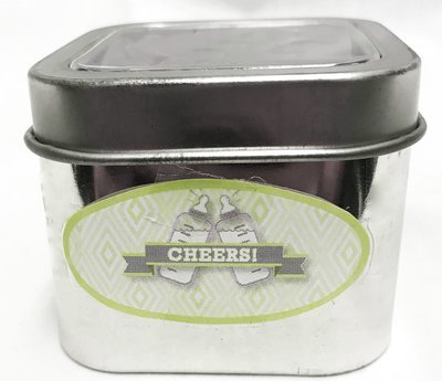 Green Baby Bottle Short Silver Tin Filled with Any Candy