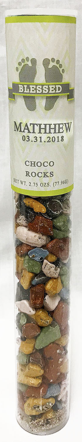 Green Baby Feet Tube of Choco Rocks
