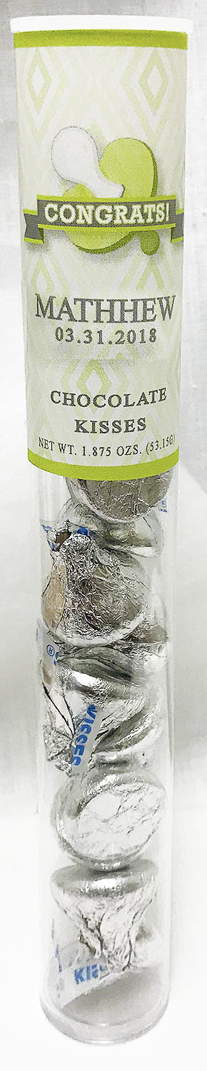 Green Baby Pacifier Tube of Kisses Chocolates