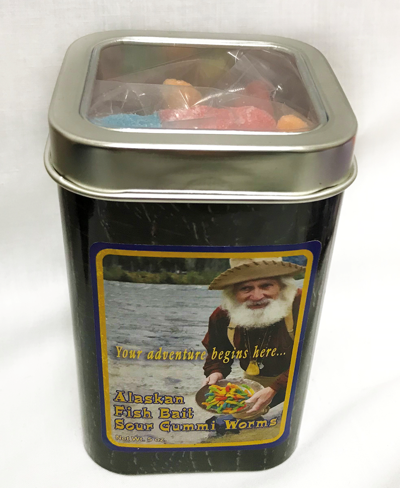 Alaska  4" Tin w/ Fish Bait Sour Gummi Worms